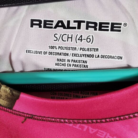 Realtree Hot Pink Woods Forest Camo Outdoor DryTech Active Crew Neck Tee Shirt - Picture 3 of 7